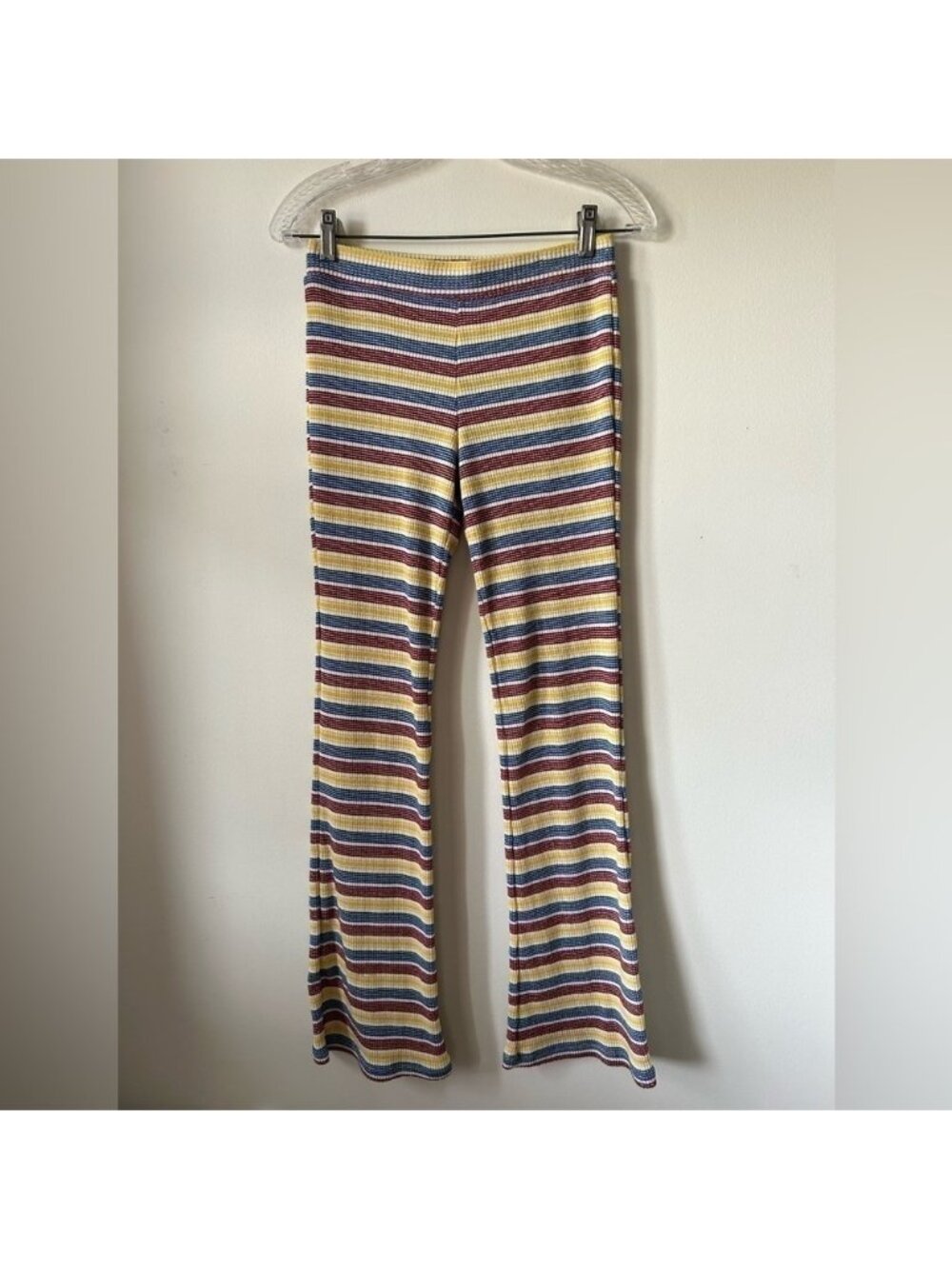 Zara Ribbed Blue, Yellow & Red Flare Pants